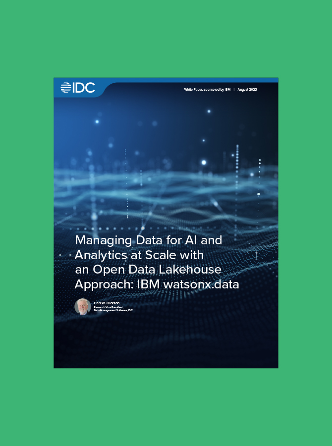 Managing Data for AI and Analytics at Scale with an Open Data Lakehouse Approach: IBM watsonx.data